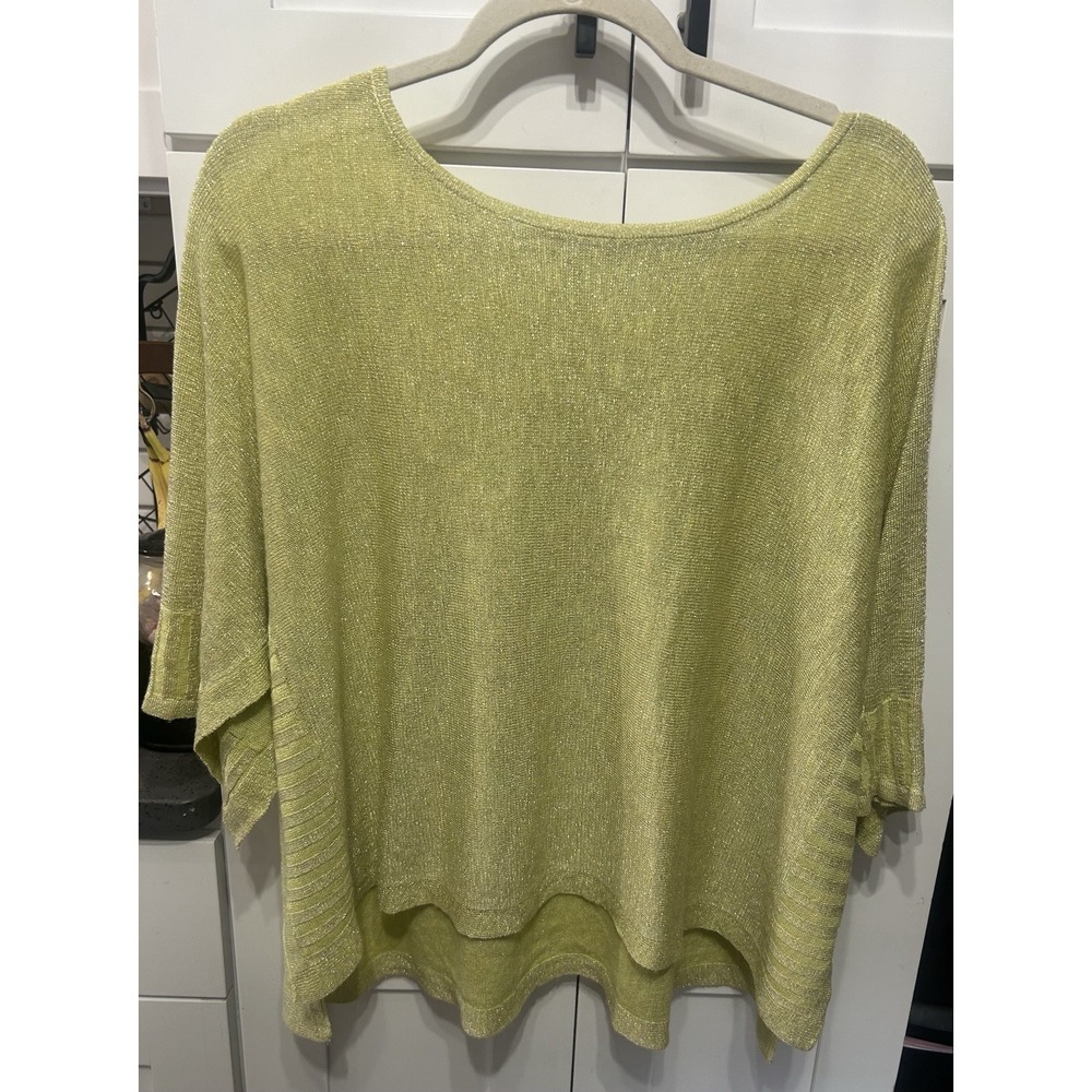 Anthropologie Women's Yellow Metallic SHort Sleeve Sweater Spring Lightweight‎ S